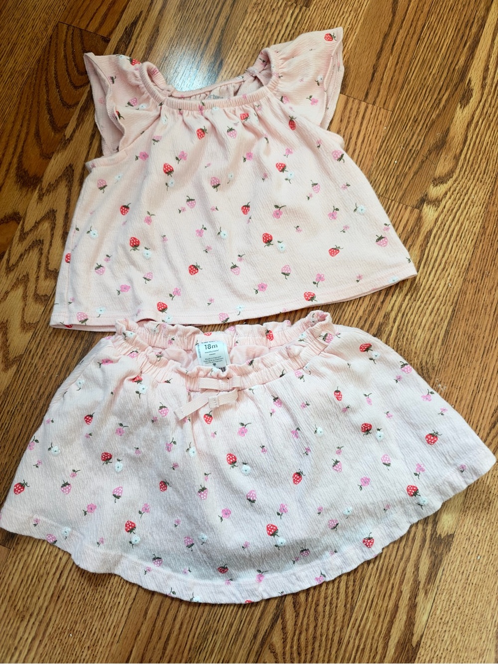 Carter’s Baby Girls Strawberry Floral Top Skort Outfit Set Pink 18 Months